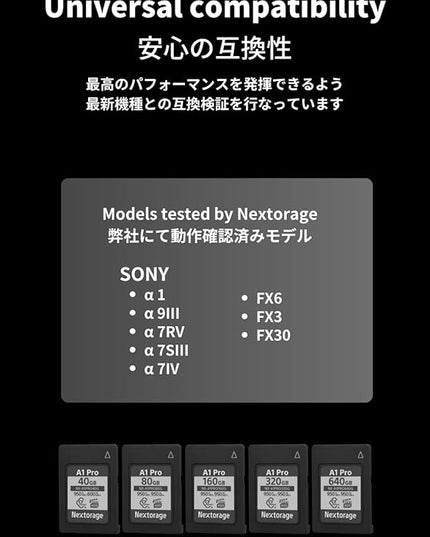 Nextorage Japan CFexpress Type A Card NX-A1PRO 80GB VPG 400 Ultra Fast Read 950MB/s Write 950MB/s