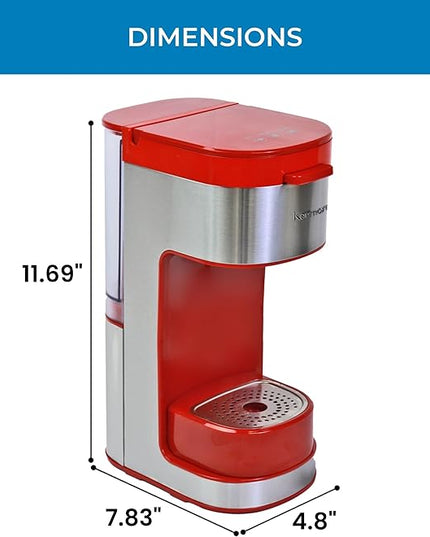 Kenmore Single Serve Coffee Maker – Compatible with Keurig K‑Cup Pods & Ground Coffee, One Cup Brewer, 6–14 Oz Brew Sizes, Travel Mug Friendly, Auto Shut‑Off, Hot & Iced Maquina de cafe, Red