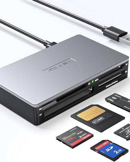 SmartMedia Card Reader Writer All-in-1 USB Universal Multi Card Adapter Slim Hub Read Smart Media, xD, SD, SDHC, SDXC, UHS-I, MMC, MS Pro Duo, CF, MD, Camera Flash Memory Cards For Windows, Mac, Linux