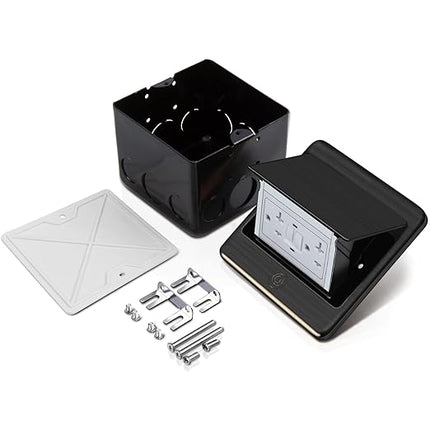 Vagueior Recessed Floor Electrical Outlet Kit,Waterproof Electrical Outlet Covcer Box,Hidden GFCI Outlet+20A Tamper-Resistant Receptacle Outlet with Slow Elastic Damping，ETL Certified，ORB