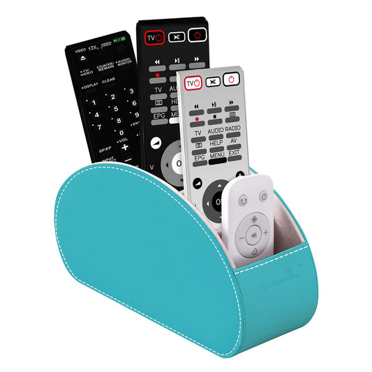 Remote Control Holders Organizer Box with 5 Compartment PU Leather Caddy