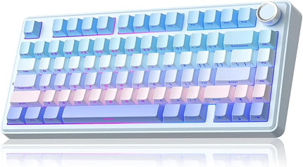 SOLAKAKA A75 75% Wireless Mechanical Keyboard, Hot Swappable Gaming Keyboard with Multifunction Knob & RGB, Gasket Mounted Creamy Keyboard, PBT Keycaps, Compact Layout for Win/Mac/PC