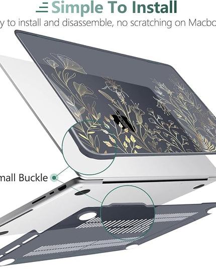 DONGKE Case for M5 MacBook Pro 14 inch 2025 2024-2021 M4 M3 M2 M1, Plastic Hard Shell Cover Compatible with A3434 A3112 A3401 A3185 A2992 A2779 A2442, Retina XDR Display & Touch ID, Floral Blooming