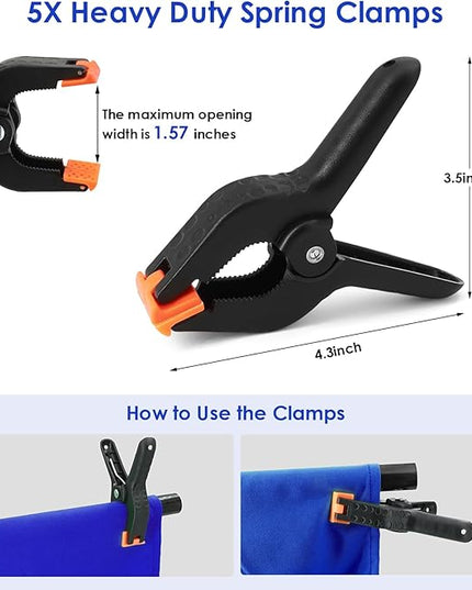 Blue Screen Backdrop Kit, Portable Bluescreen Background with T-Shaped Stand, 5 Clamps & Carrying Bag for Photography, Streaming, Zoom, Gaming, (Blue, 6.5 Feet X 5.0 Feet)
