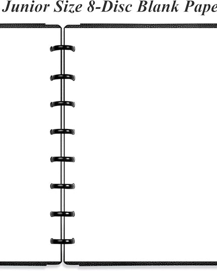 Junior Size Blank Refill Paper, A5 8-Disc Discbound Blank Filler Paper, 100Sheets / 200Pages Blank Paper, 100gsm White Paper, 5.8 x 8.3 in
