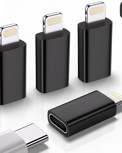 USB C Type C to Lightning Adapter （4 Pack） 1.8-2.2A 15W Fast Charging Support Data Sync,Lightning to USB Type C Cable Adapter for iPhone/iPad/for Airpods,with Anti-Lost Loop,Not for Audio/OTG (Black)