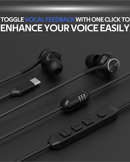 USB-C in-Ear Wired Headphones,Earbuds，3-Year Warranty, with high-Fidelity Sound Card, 5-Mode Audio, Low-Latency Gaming, KTV Vocal Enhancement, for iPhone 15/16/17, for Samsung S25/S24/S23/S22