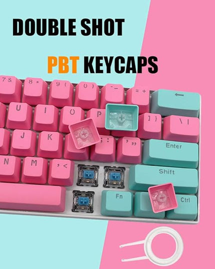 Guffercty kred 61 Keycaps 60 Percent Miami Keycaps Set PBT Keycap Backlit OEM Profile with Key Puller for Cherry MX Switches Mechanical Gaming Keyboard (Miami)