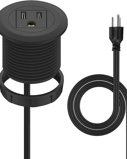 2 inch Desk Power Grommet, Flush-Mount Desk Outlet Build-in 1 US Standard Outlet, Mini Desktop Power Hub Grommet Socket for Desk Nightstand Cabinet Counter, 3.28 FT Heavy Duty Power Cord