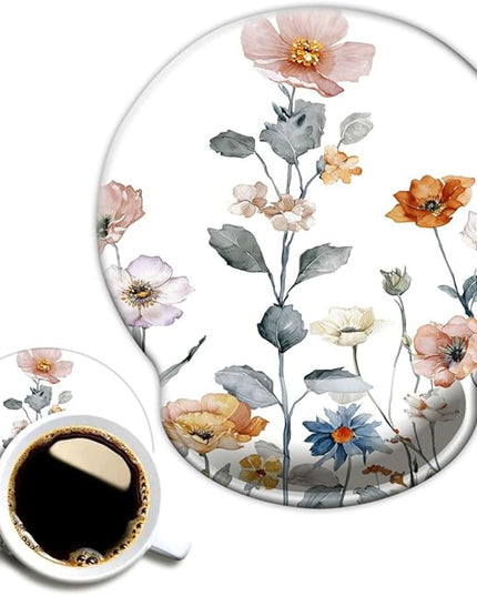 Ergonomic Mouse Pad with Wrist Support,Mouse Pad with Wrist Rest,Relieve Wrist Pain Mousepad Non-Slip Rubber Base,Mouse Pads for Desk,Computers,Laptop,Office,Home,Accessories Watercolor Floral