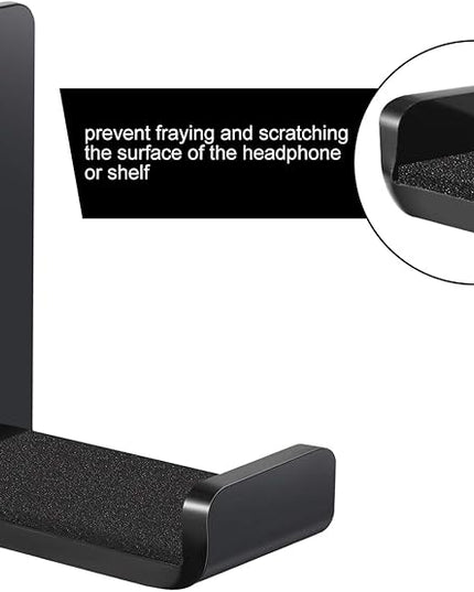 Weewooday 4 Pieces Headphone Hanger Holder Desk Adhesive Headphone Hook Wall Mount Headset Stand Acrylic Holder with Glues for General Purpose Game Earphone(Black)