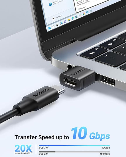 UGREEN 10Gbps USB to USB C Adapter 2Pack, USB C Female to USB 3.0 Male Adapter Type Charger Connector for iPhone 16 15 14 13,AirPods,iPad Air Mini 6 7,CarPlay,Black