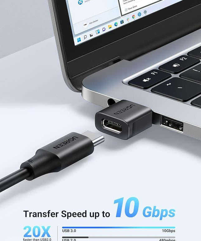 UGREEN 10Gbps USB to USB C Adapter 2Pack, USB C Female to USB 3.0 Male Adapter Type Charger Connector for iPhone 16 15 14 13,AirPods,iPad Air Mini 6 7,CarPlay,Black