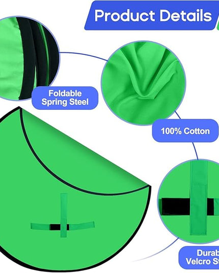 Portable Green Screen Chair, 57 in Greenscreen Backdrop with Stand Double Sided Foldable Green Background, Chroma Key, for Photography Streaming Gaming Photo Zoom Video Chats and Meeting