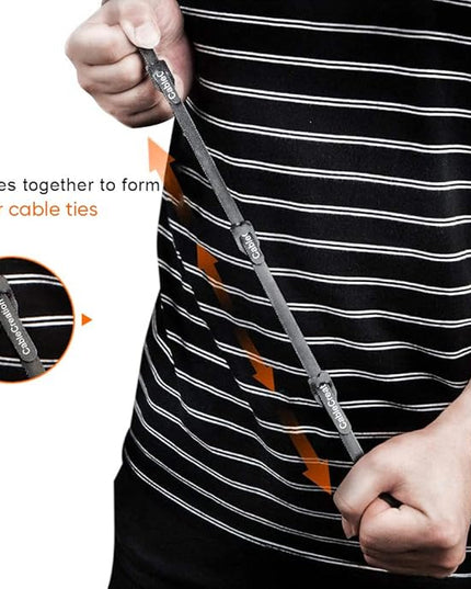 CableCreation Fastening Cable Ties Reusable, Premium 6-Inch Adjustable Cord Ties, Nylon Cable Management Straps Hook Loop Cord Organizer Wire Ties Reusable Black, 50PCS