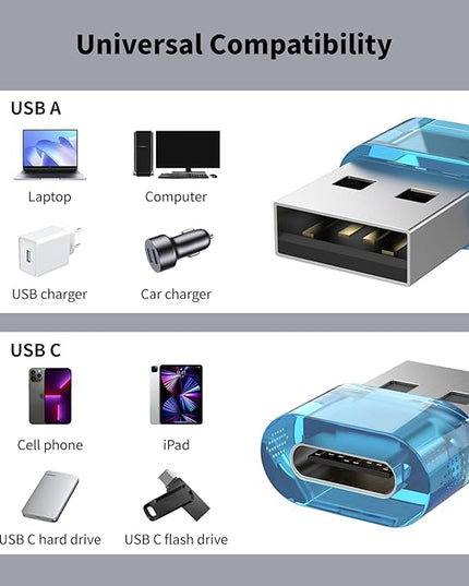20Packs USB C to USB Male Adapter,USBA to Type C Super Fast Charging Transfer and OTG Function, USBA to C Adapter Compatible with iPhone15/16/17 Plus Pro Max/iPad Pro Air 4 Mini 6 Almost USB Devices