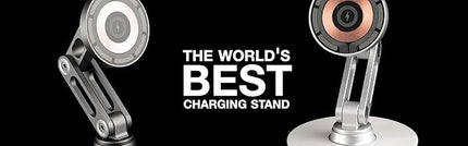 ClikDock Cell Phone Magnetic Wireless Charger Stand, 360° Spin, Aluminum Construction, Compatible with MagSafe Phones for iPhone & Andriod (Platinum)