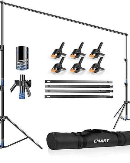 EMART Heavy Duty Backdrop Stand 10 x 12ft Photo Video Studio Adjustable Photography Background Support System Kit with Carry Bag