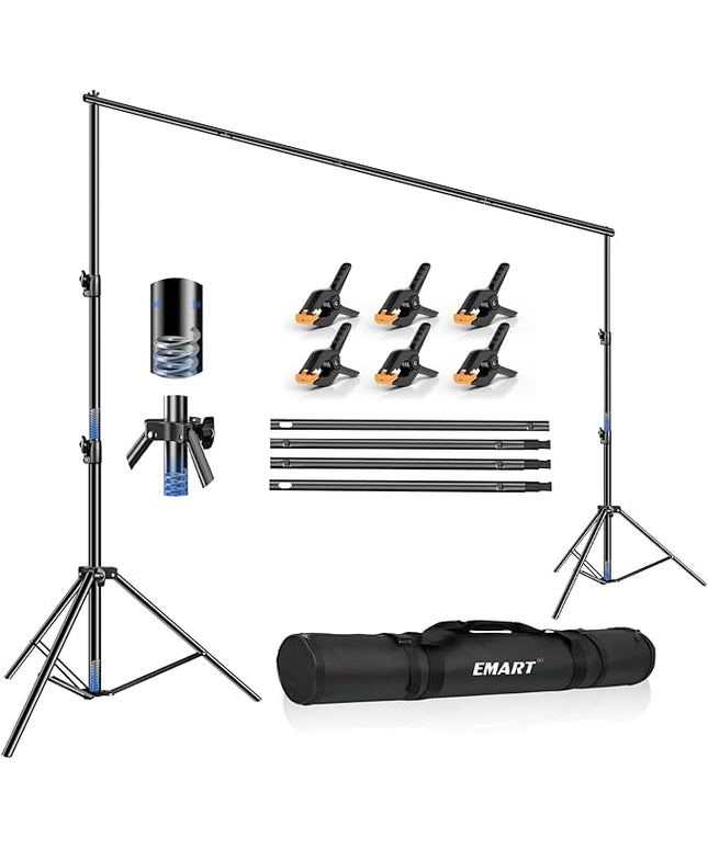 EMART Heavy Duty Backdrop Stand 10 x 12ft Photo Video Studio Adjustable Photography Background Support System Kit with Carry Bag