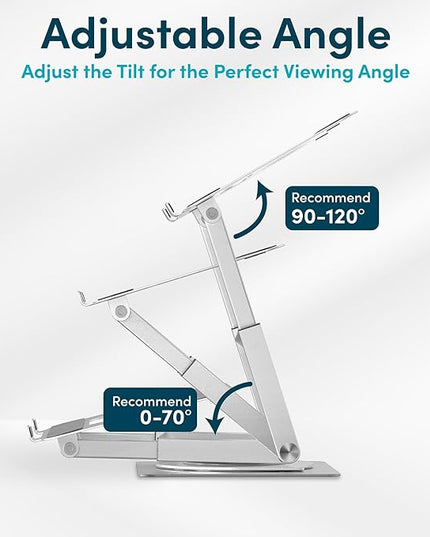 Lifelong 360 Rotating Ergonomic Laptop Stand for Desk, Laptop Riser with Swivel Base, Adjustable Computer Stand for 10-17" MacBook Pro & All Laptops- Portable Standing Desk Converter- Height 16"