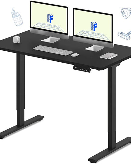 FLEXISPOT E3 Dual Motor Electric Standing Desk 55 x 28 Sit Stand Up Desk, Holds 220 lbs, Adjustable Height w/Memory Presets, One-Piece Black Desktop & Black Frame, Ships in 2 Boxes