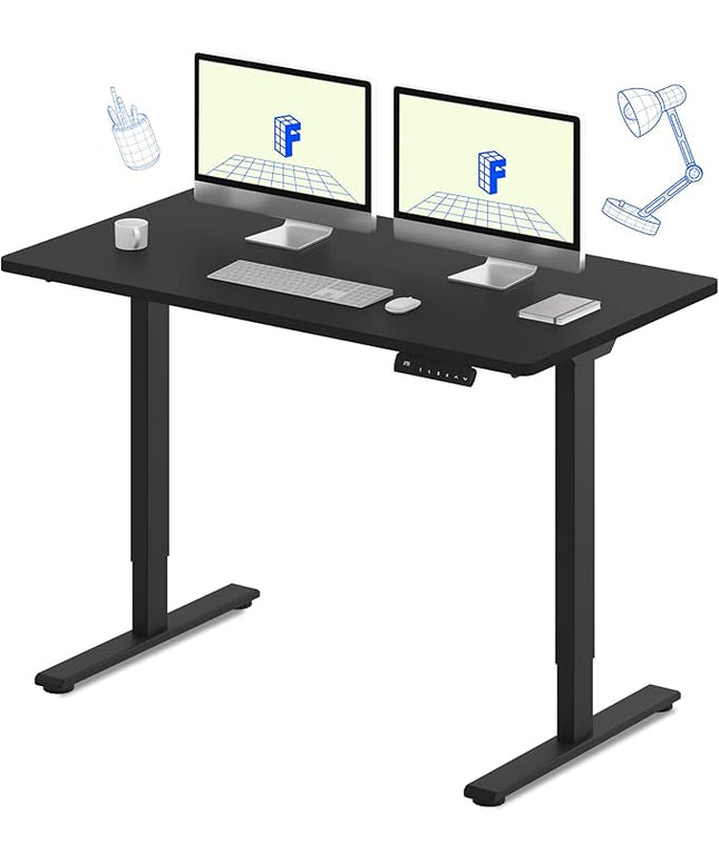 FLEXISPOT E3 Dual Motor Electric Standing Desk 55 x 28 Sit Stand Up Desk, Holds 220 lbs, Adjustable Height w/Memory Presets, One-Piece Black Desktop & Black Frame, Ships in 2 Boxes