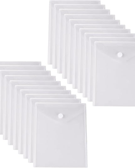 8.5 x 11 Vertical Clear Letter Sized Plastic Envelopes Document File Storage Holder 20 Pack Hook Loop Closure