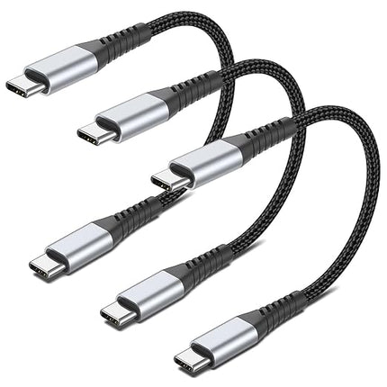 6 inch USB C to USB C Cable, 0.5ft 3-Pack Short USB Type C Charger Cable PD Fast Charging Braided Type C to Type C Cord 60W for Samsung Galaxy S234 S23, Moto G8, Google Pixel, iPhone 15 16 Pro Max