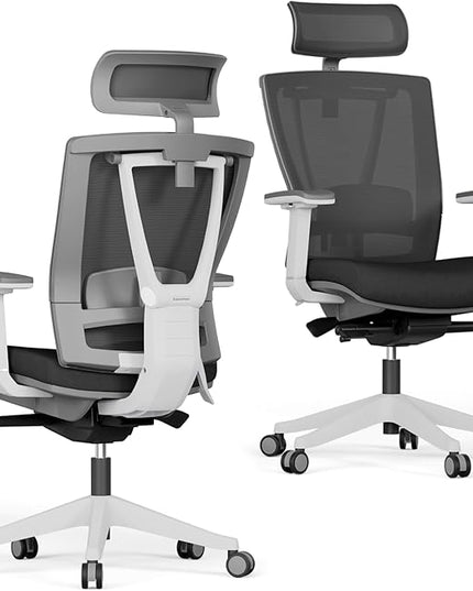 Autonomous ErgoChair Pro Ergonomic Office Chair Foam Black & White Adjustable Lumbar Support, Rolling Swivel - Home Office Desk Chairs with Wheels and Arms - Ergonomic Desk Chair Comfy for Gaming