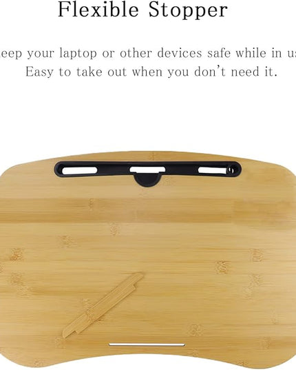 SUMISKY Lap Desk-Portable Laptop Table with Cushion Bamboo Platform Phone Holder L(21.6"x13.8")