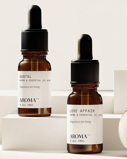 AromaTech Santal & Love Affair Set | Aroma Diffuser Essential Oils Blend of Santal Cardamom, Papyrus, Musk | Love Affair Jasmin, Saffron, Cedar, Ambergris - 10 Milliliter