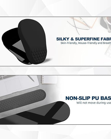 Ergonomic Mouse Pad and Keyboard Wrist Rest with Massage Design, Space-Saving Mouse Pad Wrist Support, Memory Foam Wrist Rest with Non-Slip PU Base for Computer Desk, Black
