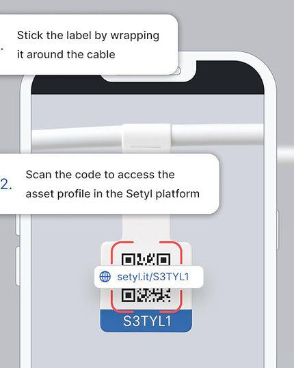 Cable Labels for Thick Cables - 100 Pack Heavy Duty Wrap-Around QR Code Stickers - Asset Tags for IT Cable Management