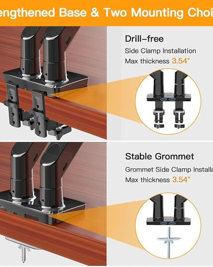 ErGear Dual Monitor Desk Mount up to 40 inches Screens, Max 26.4lbs Capacity Each, Heavy Duty Ultrawide Monitor Arm with USB Ports, Height Adjustable Monitor Stand, VESA 75x75mm or 100x100mm, Black