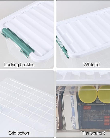 20 Quart Clear Storage Box, Plastic Latching Bins with Lids, 4 Pack