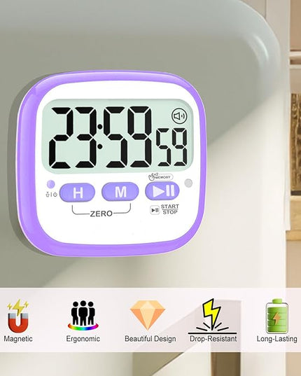 Antonki 2 Pack Classroom Timers for Kids Teachers, Magnetic Countdown Digital Kitchen Timer for Cooking, Study, Exercise, Games, Time Mangement - Loud/Silent Mode - Battery Included