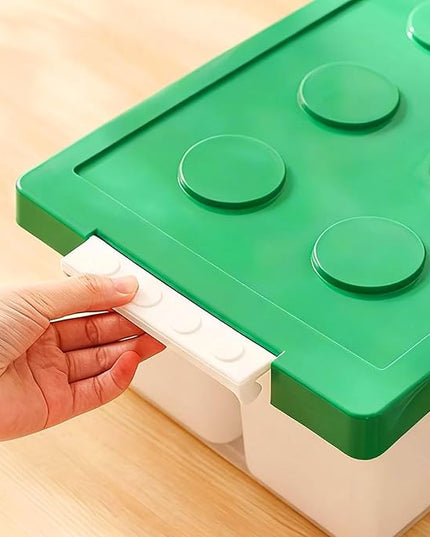 loobuu Plastic Storage Bins with Lids, Art Craft Supply Organizer Box with Brush Pot, Multipurpose Stackable Storage Containers for Organizing Tool, Craft, Crayon,Sewing (Green)