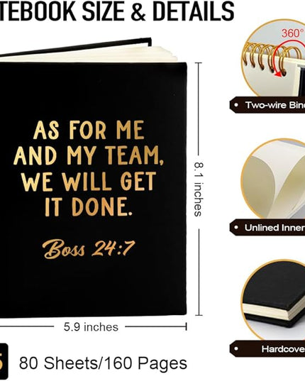 Msticey As For Me And My Team We Will Get It Done 160 Blank Pages Gold Foil Hardcover Spiral Notebook, Appreciation Gifts for Women Manager Supervisor Leader Coworker Colleague, Funny Boss Day Gifts