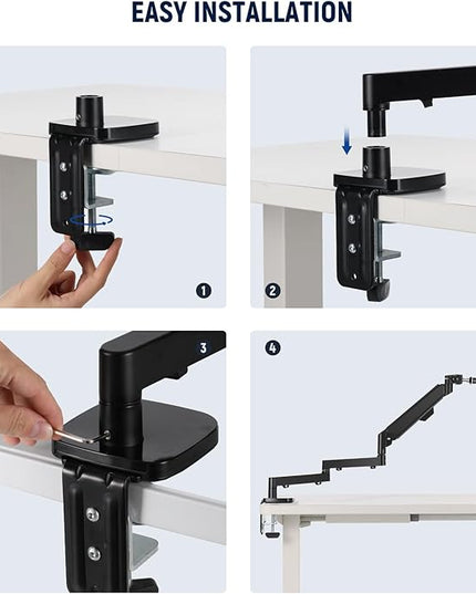 NEEWER MS002 Low Profile Desk Mic Boom Arm Stand with 360° Swivel Adjustable Pneumatic Damping Cable Management Cleaning Cloth, Desktop Mount Holder Compatible with Shure MV7 SM7B Blue Yeti Microphone