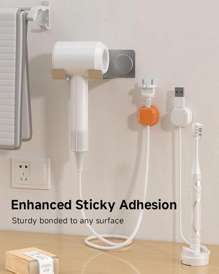 9 Pack Cord Organizer, Spring Cable Management, Adhesive Cute Cable Holder Clips, Phone Charger Wire Keeper for Desk Nightstand Car Office (9-Pack White_Orange)