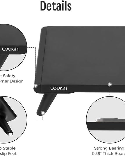 loukin Dual Monitor Stand Riser for Desk, 43.6"*8.2"*3.2" Large Computer Stand for 2 Monitors, Laptop, Printer, Length and Angle Adjustable Computer Shelf, Home Office,Max 43.6" Length(Black)