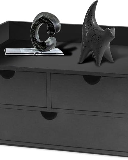 Charmewooden Desk Organizer with Drawers Countertop Drawer Organizer Drawers for Desk Top Home Office Workspace Bathroom Toiletries Supplies (black with shelf)