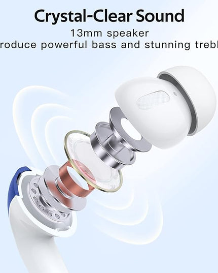 TAGRY 2 Sets X08 Ocean Blue and Phantom Purple Bluetooth Headphones True Wireless Earbuds 60H Playback Ear Buds with Wireless Charging Case in-Ear Earbuds with Mic
