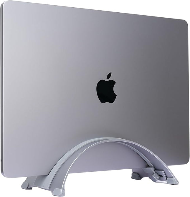 Adjustable Vertical Laptop Stand - 6061 Aluminum, CNC Precision, Anodized Finish, Fits All Laptops Including 17-inch, Ventilated Design, Anti-Slip Silicone Pads, ARC Shaped Stands