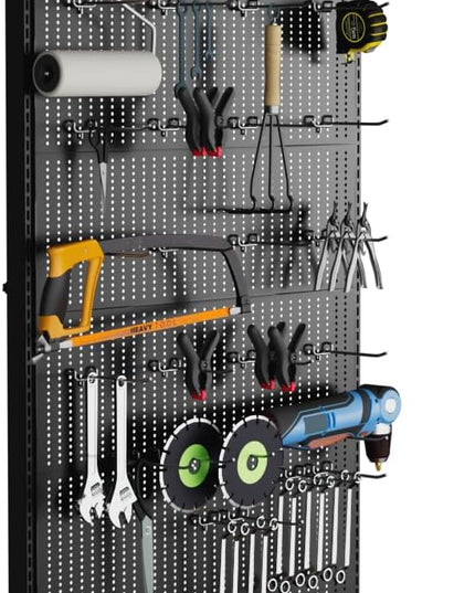 Metal Pegboard Shelf - Peg Board Display Stand with 30 Hooks, 85x36x13 in, Portable Garage Pegboard Organizer Retail Display Rack for Craft Shows,Kitchen Decoration, Mobile Phone Shop/Black