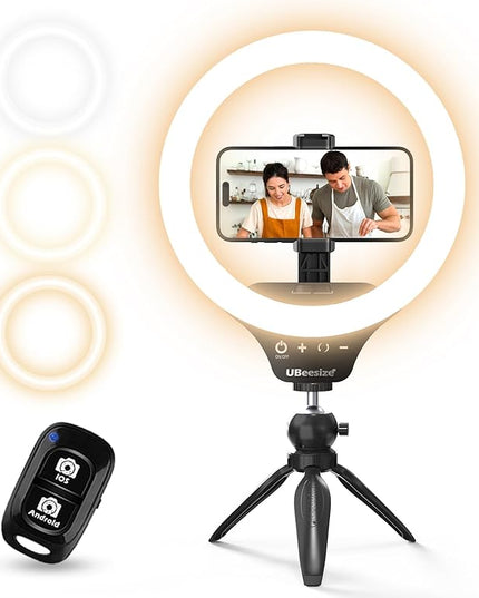 UBeesize 12" Desk Ring Light with Stand & Phone Holder - Adjustable Studio Light for Photography，Zoom Meetings, YouTube, TikTok, Live Streaming