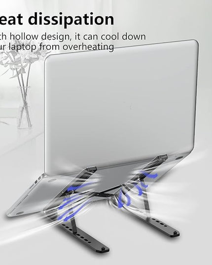 Laptop Stand for Desk, Adjustable Laptop Riser ABS+Silicone Foldable Portable Notebook Holder, Ventilated Cooling Notebook Mount Computer Stand for 10-15.6” Laptops,Tablets-Black