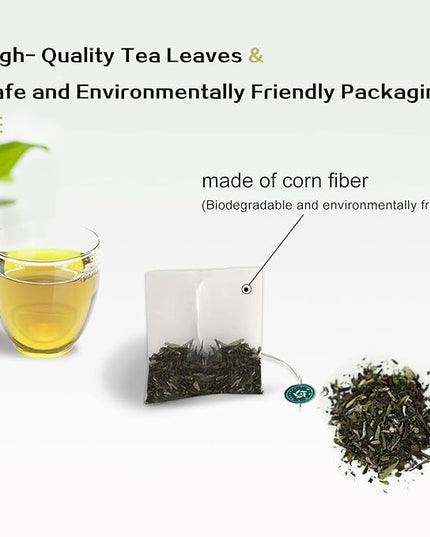 RIANTEA Organic Prevernal Sencha Green Tea Bags - Low Caffeine, Cold & Hot Brew, Premium Quality from Award-Winning Plantation, Non-GMO, Biodegradable, Unsweetened, 100% Natural