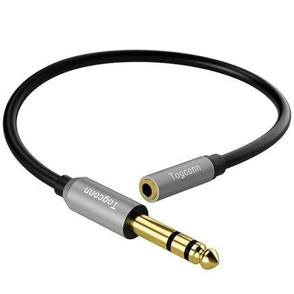 3.5mm to 6.35mm TRS Audio Cable Adapter,6.35mm 1/4 inch TRS Male to 3.5mm 1/8 inch Female AUX Audio Converter Connector for Amplifier, Guitar, Piano, Speaker to Phone, Laptop, Headphone-0.6 Feet