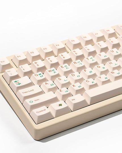 mintcaps Keycaps, 144Keys Dye-Sublimation PBT Keycaps Beige Korean Cherry Profile Keycap for 65% 70% 75% 100% Gateron Cherry Mx Switches Mechanical Keyboard